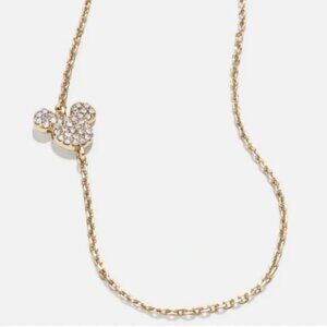 Mickey Mouse Disney  Gold Plated Pave Diamond Asymmetrical Necklace